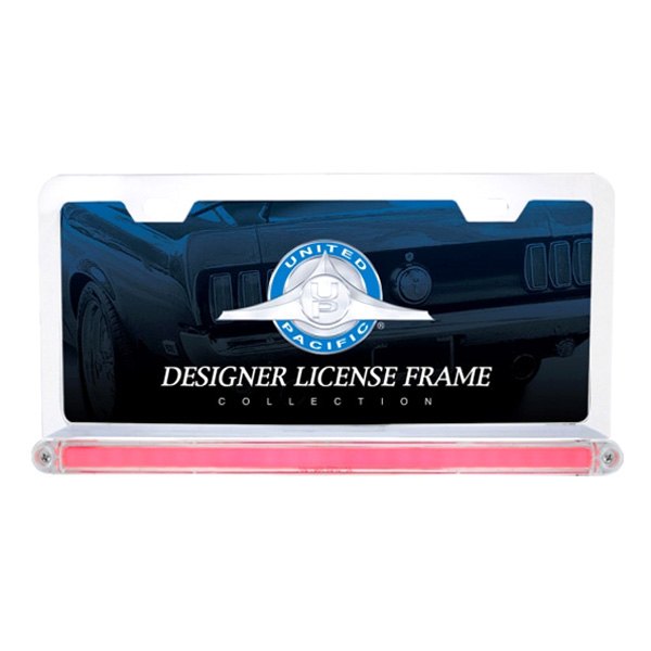 United Pacific® - License Plate Frame with 24 Red LED 12" Glo Light Bar and Clear Lens