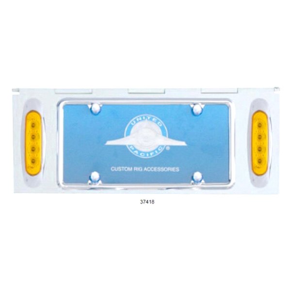 United Pacific® - License Plate Holder with 8 Amber LED Reflector Lights and Amber Lens