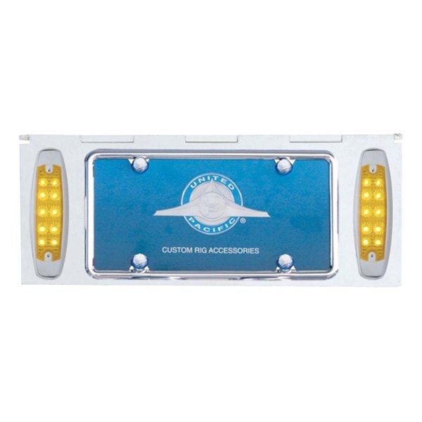 United Pacific® - License Plate Holder with 20 Amber LED Reflector Lights and Amber Lens