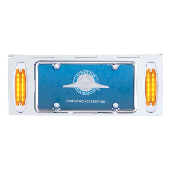 United Pacific® - License Plate Holder with 24 Amber LED Rectangular Lights and Amber Lens