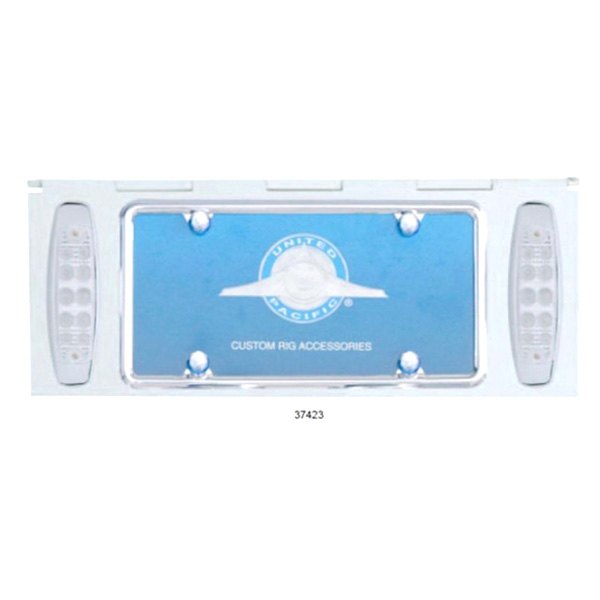 United Pacific® - License Plate Holder with 24 Amber LED Rectangular Lights and Clear Lens