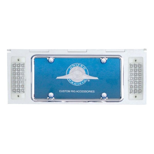 United Pacific® - License Plate Holder with 42 Amber LED Rectangular Lights and Clear Lens