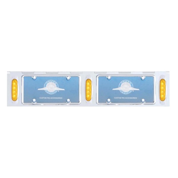 United Pacific® - License Plate Holder with 12 Amber LED Reflector Lights and Amber Lens