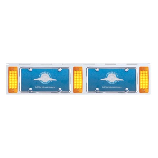 United Pacific® - License Plate Holder with 63 Amber LED Rectangular Lights and Amber Lens