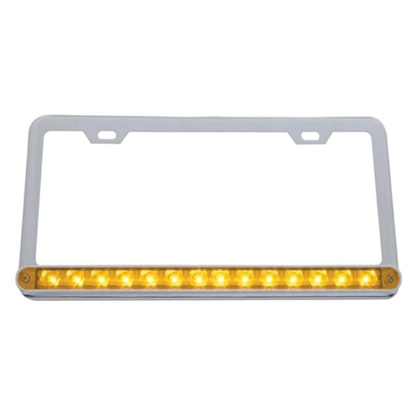 United Pacific® - License Plate Frame with 14 Amber LED 12" Light Bar and Amber Lens