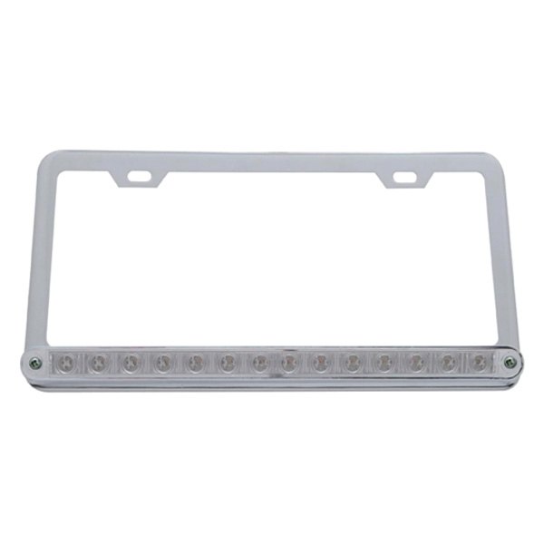 United Pacific® - License Plate Frame with 14 Red LED 12" Light Bar and Clear Lens