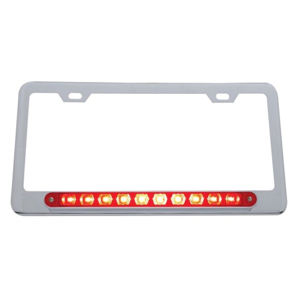 United Pacific® - License Plate Frame with 10 Red LED 9" Light Bar and Red Lens