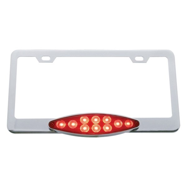 United Pacific® - License Plate Frame with 10 Red LED Cats Eye Light and Red Lens