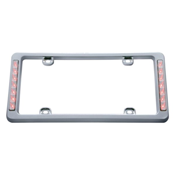 United Pacific® - License Plate Frame with 14 Red LED Light Bar and Clear Lens