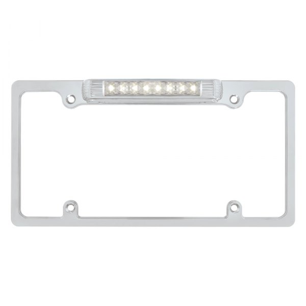 United Pacific® - Deluxe License Plate Frame with White 11 LED Auxiliary Third Brake Light and LED License Plate Light