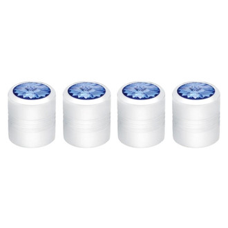 United Pacific® - Chrome With Blue Diamond Round Valve Caps