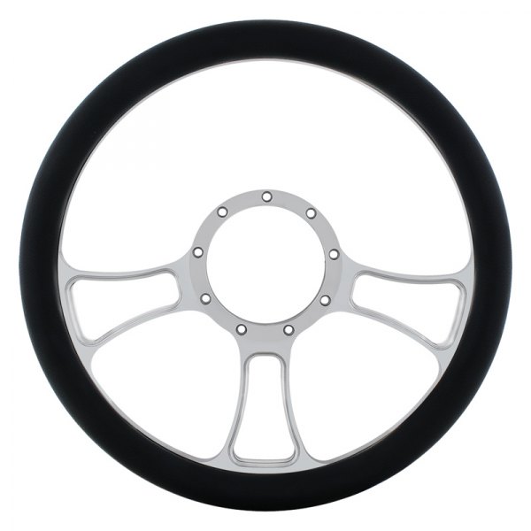United Pacific® - Blade Style Black Leather Steering Wheel