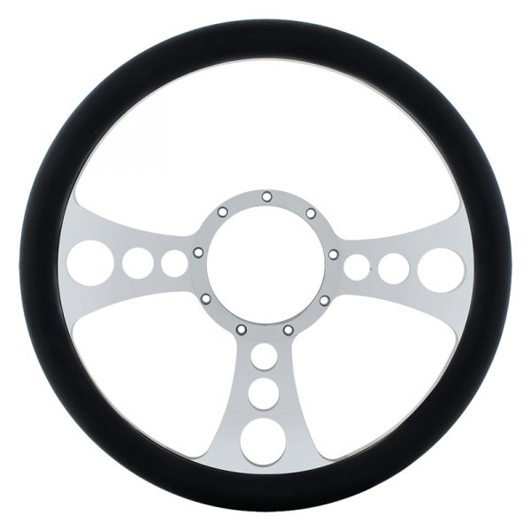 United Pacific® - Chopper Style Black Leather Steering Wheel