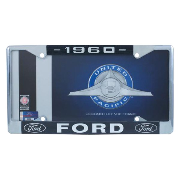 United Pacific® - License Plate Frame with 1960 Ford Logo and Dual Emblem