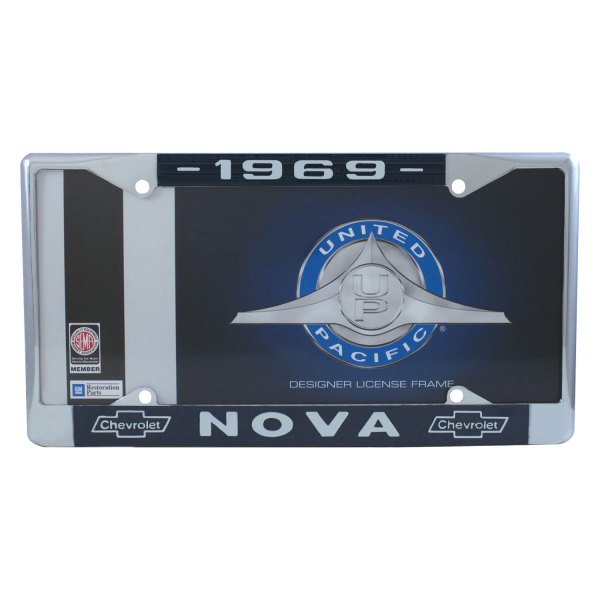 United Pacific® - License Plate Frame with 1969 Nova Logo and Dual Chevrolete Emblem