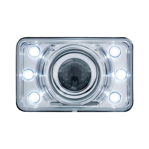 United Pacific® - 4x6" Rectangular Chrome Projector Headlight With Parking LEDs