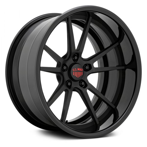 U.S. MAGS® - US537 GRAND PRIX CONCAVE 2PC FORGED WELDED Matte Black with Gloss Black Lip