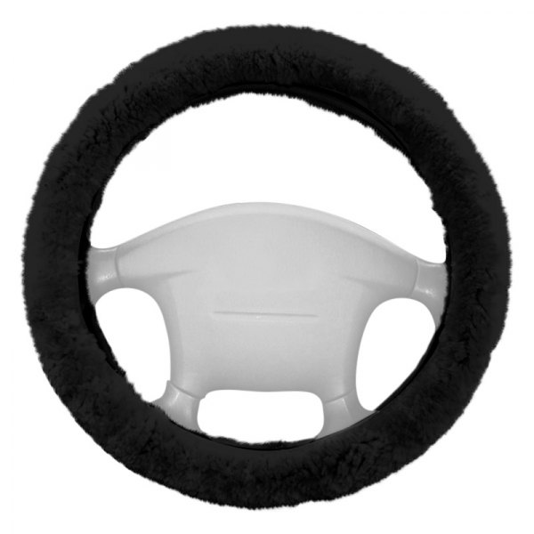 US Sheepskin® - Black Steering Wheel Cover