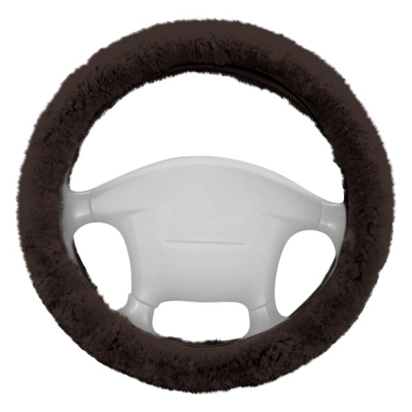 US Sheepskin® - Brown Steering Wheel Cover
