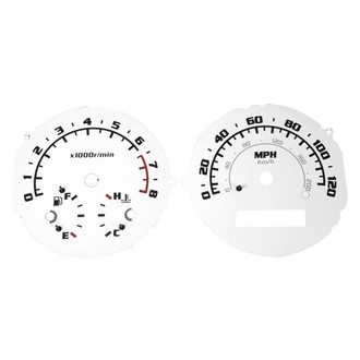 US Speedo® - Daytona Edition Gauge Face Kit with Blue Night Lettering Color, White, 120 MPH