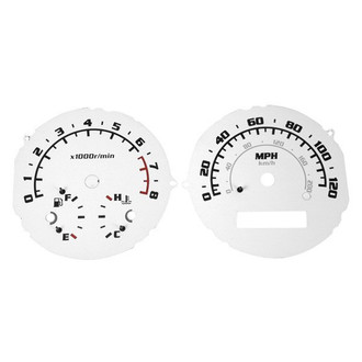 US Speedo® - Daytona Edition Gauge Face Kit with Blue Night Lettering Color, Silver, 120 MPH