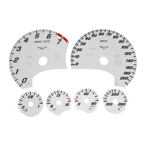 US Speedo® - Daytona Edition Gauge Face Kit with White Night Lettering Color, Silver