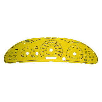 US Speedo® - Daytona Edition Gauge Face Kit with Blue Night Lettering Color, Yellow, 110 MPH, 7000 RPM