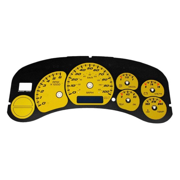 US Speedo® - Daytona Edition Gauge Face Kit, Yellow, 100 MPH