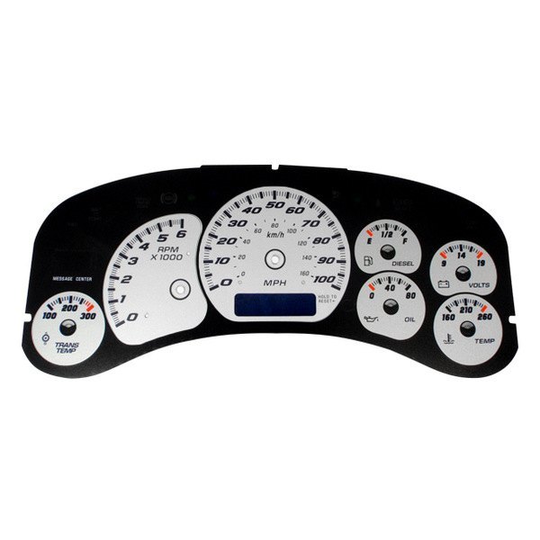US Speedo® - Daytona Edition Gauge Face Kit with Blue Night Lettering Color, Silver, 100 MPH