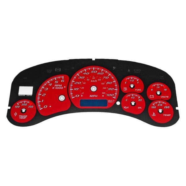 US Speedo® - Daytona Edition Gauge Face Kit with Blue Night Lettering Color, Red, 100 MPH