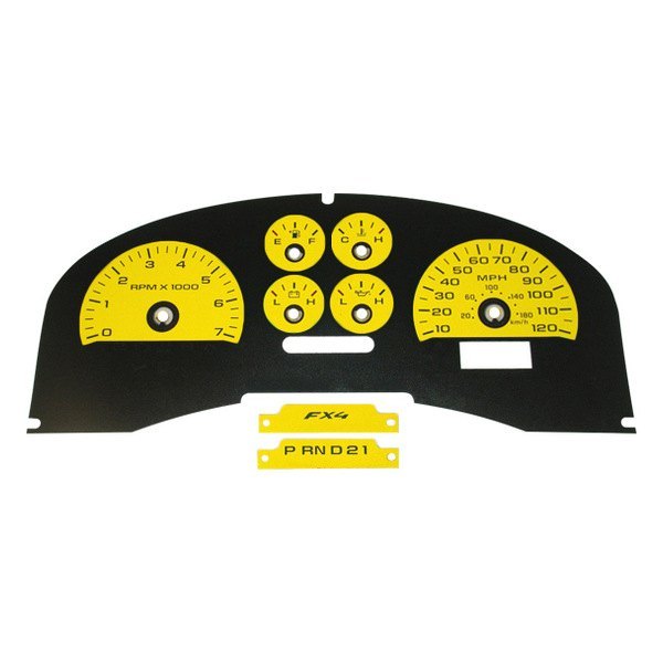 US Speedo® - Daytona Edition Gauge Face Kit with Green Night Lettering Color, Yellow, 120 MPH