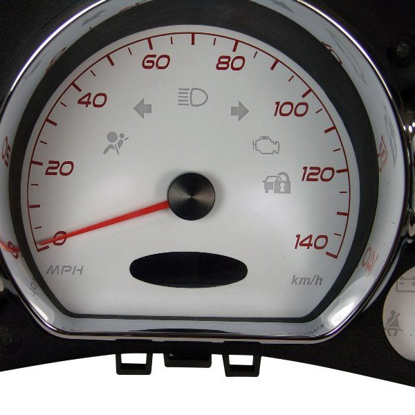 US Speedo® - Daytona Edition Gauge Face Kit with Red Night Lettering Color, White, 140 MPH, 6000 RPM