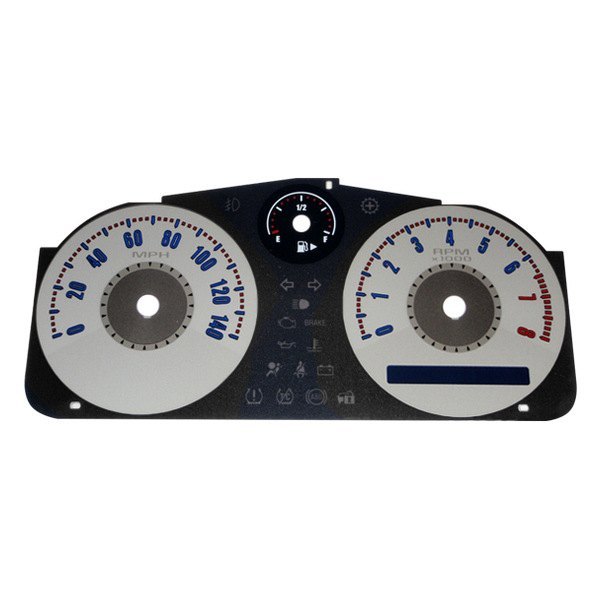 US Speedo® - Daytona Edition Gauge Face Kit with Blue Night Lettering Color, Silver, 140 MPH, 8000 RPM