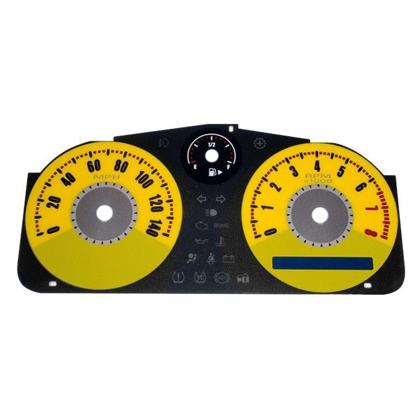 US Speedo® - Daytona Edition Gauge Face Kit with Yellow Night Lettering Color, Yellow, 140 MPH, 8000 RPM