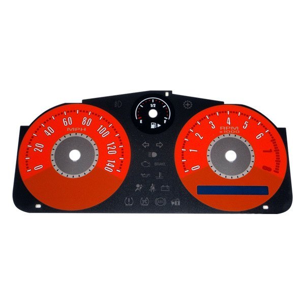 US Speedo® - Daytona Edition Gauge Face Kit with Red Night Lettering Color, Red, 140 MPH, 8000 RPM