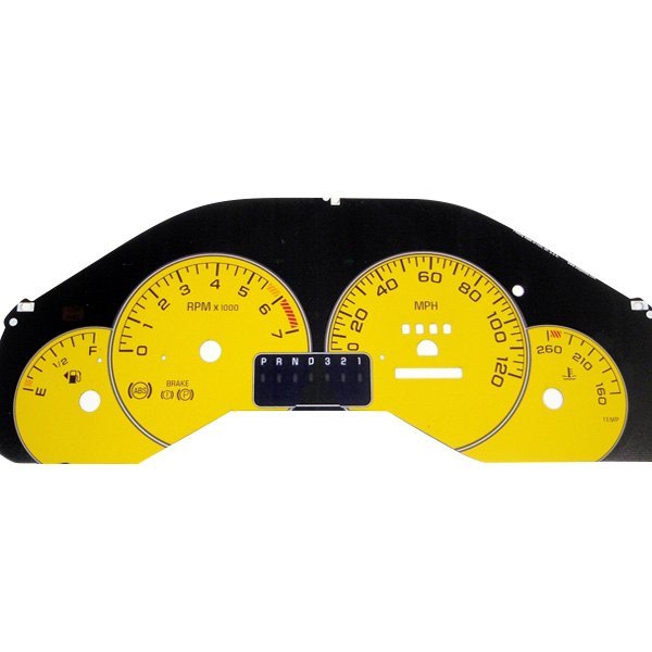 US Speedo® - Daytona Edition Gauge Face Kit with Red Night Lettering Color, Yellow, 120 MPH