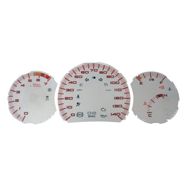 US Speedo® - Daytona Edition Gauge Face Kit with Red Night Lettering Color, Silver, 140 MPH