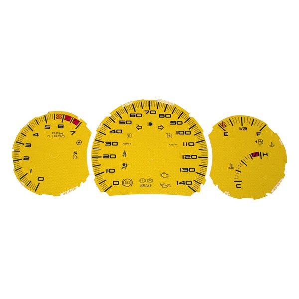 US Speedo® - Daytona Edition Gauge Face Kit with Red Night Lettering Color, Yellow, 140 MPH