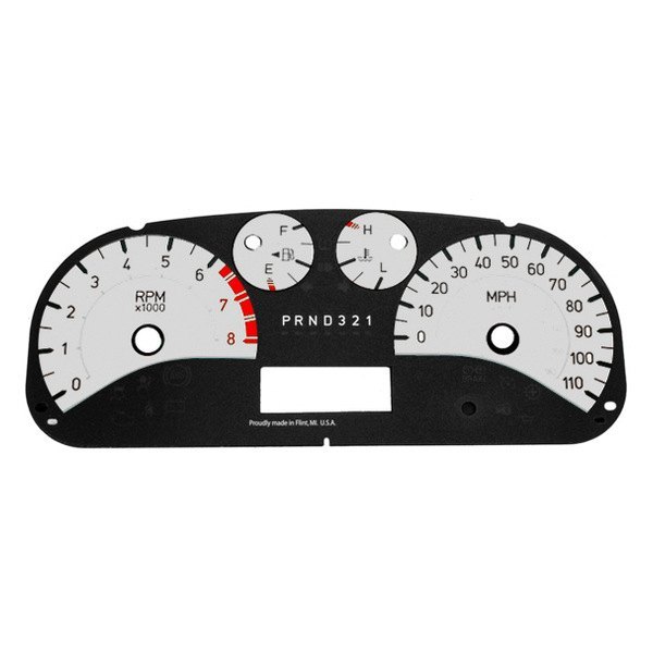 US Speedo® - Daytona Edition Gauge Face Kit with White Night Lettering Color, Silver, 110 MPH