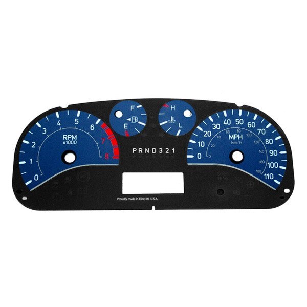 US Speedo® - Daytona Edition Gauge Face Kit with White Night Lettering Color, Blue, 110 MPH