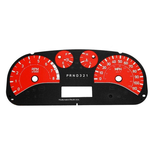 US Speedo® - Daytona Edition Gauge Face Kit with White Night Lettering Color, Red, 110 MPH