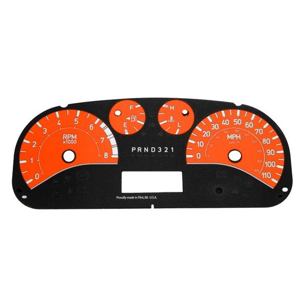 US Speedo® - Daytona Edition Gauge Face Kit with White Night Lettering Color, Orange, 110 MPH