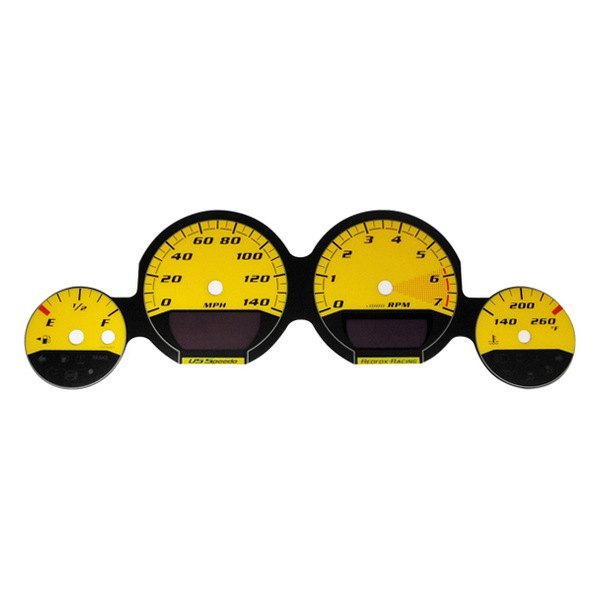 US Speedo® - Daytona Edition Gauge Face Kit with Yellow Night Lettering Color, Yellow, 140 MPH