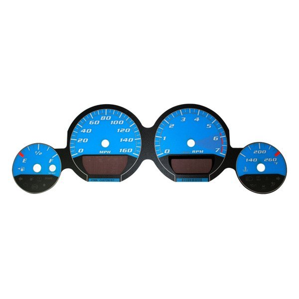US Speedo® - Daytona Edition Gauge Face Kit with Blue Night Lettering Color, Blue, 160 MPH