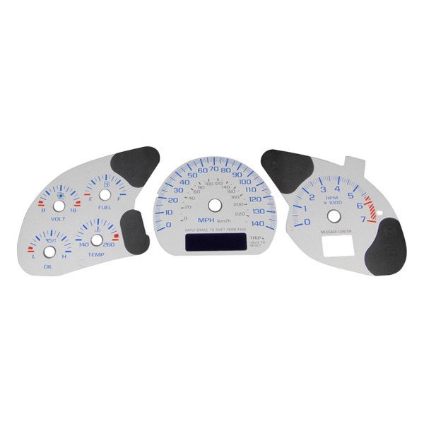US Speedo® - Daytona Edition Gauge Face Kit with Blue Night Lettering Color, Silver, 140 MPH