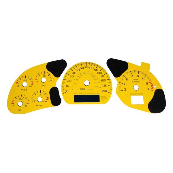 US Speedo® - Daytona Edition Gauge Face Kit with Blue Night Lettering Color, Yellow, 140 MPH