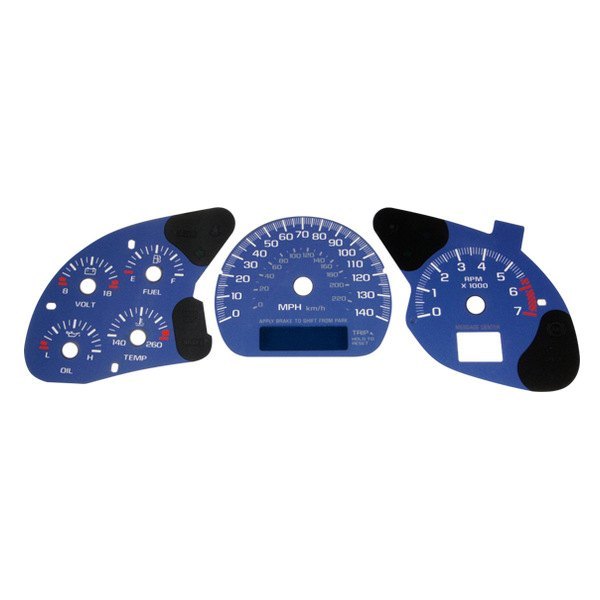 US Speedo® - Daytona Edition Gauge Face Kit with Blue Night Lettering Color, Blue, 140 MPH