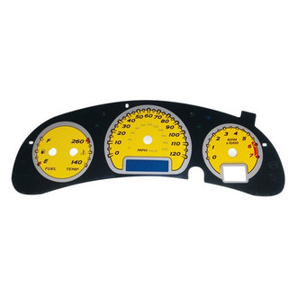 US Speedo® - Daytona Edition Gauge Face Kit with Blue Night Lettering Color, Yellow, 120 MPH