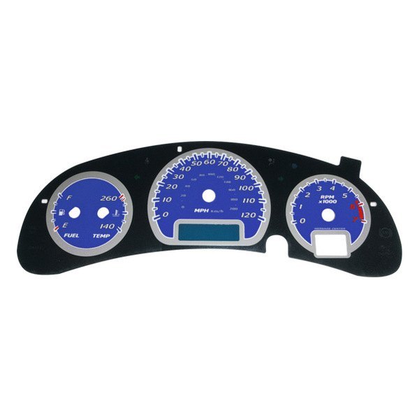 US Speedo® - Daytona Edition Gauge Face Kit with Blue Night Lettering Color, Blue, 120 MPH