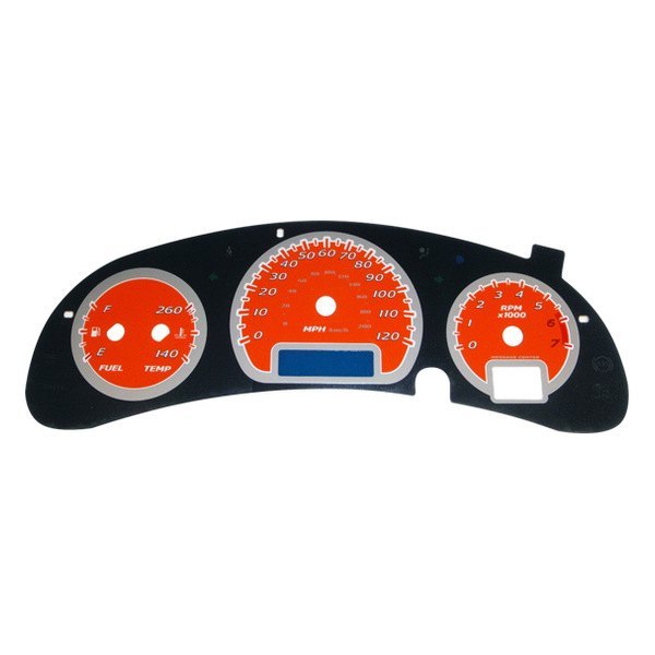 US Speedo® - Daytona Edition Gauge Face Kit with Blue Night Lettering Color, Orange, 120 MPH